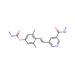 CNC(=O)Oc1cc(C)c(/C=C/c2cncc(C(=O)NC)c2)c(C)c1 ZINC000036187619