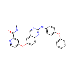 CNC(=O)c1cc(Oc2ccc3nc(Nc4ccc(Oc5ccccc5)cc4)ncc3c2)ccn1 ZINC000073292710