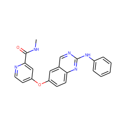 CNC(=O)c1cc(Oc2ccc3nc(Nc4ccccc4)ncc3c2)ccn1 ZINC000082150875