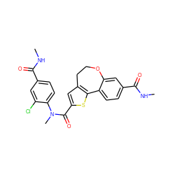 CNC(=O)c1ccc(N(C)C(=O)c2cc3c(s2)-c2ccc(C(=O)NC)cc2OCC3)c(Cl)c1 ZINC000072173452