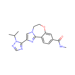 CNC(=O)c1ccc2c(c1)OCCn1cc(-c3ncnn3C(C)C)nc1-2 ZINC000096269673