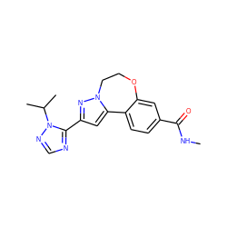 CNC(=O)c1ccc2c(c1)OCCn1nc(-c3ncnn3C(C)C)cc1-2 ZINC000096269667