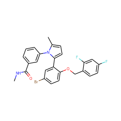 CNC(=O)c1cccc(-n2c(C)ccc2-c2cc(Br)ccc2OCc2ccc(F)cc2F)c1 ZINC000028822645