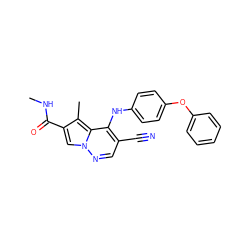 CNC(=O)c1cn2ncc(C#N)c(Nc3ccc(Oc4ccccc4)cc3)c2c1C ZINC000028567967
