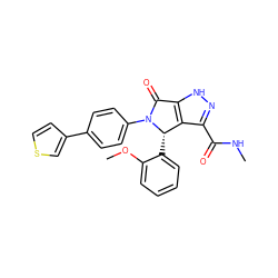 CNC(=O)c1n[nH]c2c1[C@H](c1ccccc1OC)N(c1ccc(-c3ccsc3)cc1)C2=O ZINC000096177189
