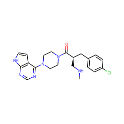 CNC[C@H](Cc1ccc(Cl)cc1)C(=O)N1CCN(c2ncnc3[nH]ccc23)CC1 ZINC000064539890