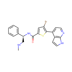 CNC[C@H](NC(=O)c1cc(Br)c(-c2ccnc3[nH]ccc23)s1)c1ccccc1 ZINC000040895341