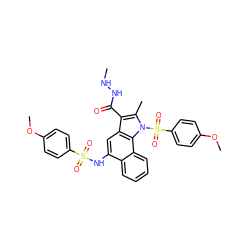 CNNC(=O)c1c(C)n(S(=O)(=O)c2ccc(OC)cc2)c2c1cc(NS(=O)(=O)c1ccc(OC)cc1)c1ccccc12 ZINC001772617660