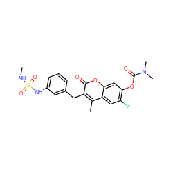 CNS(=O)(=O)Nc1cccc(Cc2c(C)c3cc(F)c(OC(=O)N(C)C)cc3oc2=O)c1 ZINC000103251035