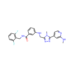 CNc1cc(-c2nnc(CNc3cccc(C(=O)NCc4c(F)cccc4F)c3)n2C)ccn1 ZINC001772610135
