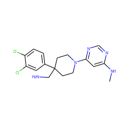 CNc1cc(N2CCC(CN)(c3ccc(Cl)c(Cl)c3)CC2)ncn1 ZINC000103251764
