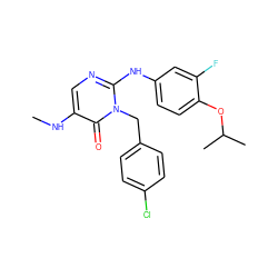 CNc1cnc(Nc2ccc(OC(C)C)c(F)c2)n(Cc2ccc(Cl)cc2)c1=O ZINC000204097924