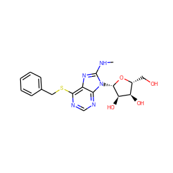 CNc1nc2c(SCc3ccccc3)ncnc2n1[C@@H]1O[C@H](CO)[C@@H](O)[C@H]1O ZINC000013607467