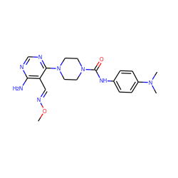 CO/N=C/c1c(N)ncnc1N1CCN(C(=O)Nc2ccc(N(C)C)cc2)CC1 ZINC000028824173