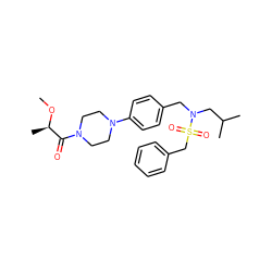 CO[C@H](C)C(=O)N1CCN(c2ccc(CN(CC(C)C)S(=O)(=O)Cc3ccccc3)cc2)CC1 ZINC000147287500