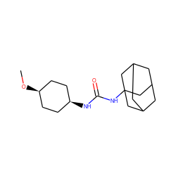 CO[C@H]1CC[C@@H](NC(=O)NC23CC4CC(CC(C4)C2)C3)CC1 ZINC000101106524