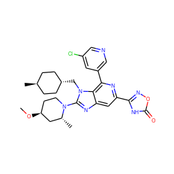 CO[C@H]1CCN(c2nc3cc(-c4noc(=O)[nH]4)nc(-c4cncc(Cl)c4)c3n2C[C@H]2CC[C@H](C)CC2)[C@H](C)C1 ZINC000261165247