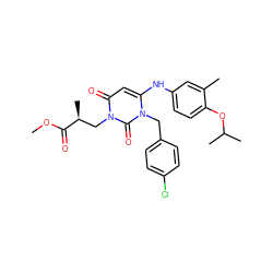 COC(=O)[C@@H](C)Cn1c(=O)cc(Nc2ccc(OC(C)C)c(C)c2)n(Cc2ccc(Cl)cc2)c1=O ZINC000221183255