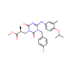 COC(=O)[C@@H](C)Cn1c(=O)nc(Nc2ccc(OC(C)C)c(C)c2)n(Cc2ccc(Cl)cc2)c1=O ZINC000200516738