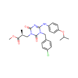 COC(=O)[C@@H](C)Cn1c(=O)nc(Nc2ccc(OC(C)C)cc2)n(Cc2ccc(Cl)cc2)c1=O ZINC000200527285