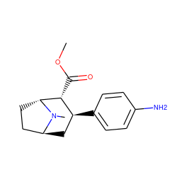 COC(=O)[C@@H]1[C@@H](c2ccc(N)cc2)C[C@H]2CC[C@H]1N2C ZINC000100645162