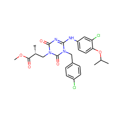 COC(=O)[C@H](C)Cn1c(=O)nc(Nc2ccc(OC(C)C)c(Cl)c2)n(Cc2ccc(Cl)cc2)c1=O ZINC000200514804