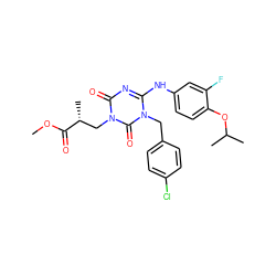 COC(=O)[C@H](C)Cn1c(=O)nc(Nc2ccc(OC(C)C)c(F)c2)n(Cc2ccc(Cl)cc2)c1=O ZINC000145628012