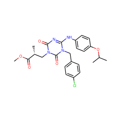 COC(=O)[C@H](C)Cn1c(=O)nc(Nc2ccc(OC(C)C)cc2)n(Cc2ccc(Cl)cc2)c1=O ZINC000200513922