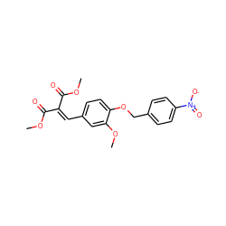 COC(=O)C(=Cc1ccc(OCc2ccc([N+](=O)[O-])cc2)c(OC)c1)C(=O)OC ZINC000001090580