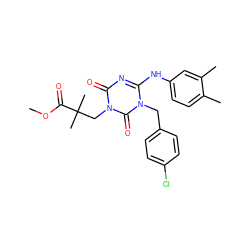 COC(=O)C(C)(C)Cn1c(=O)nc(Nc2ccc(C)c(C)c2)n(Cc2ccc(Cl)cc2)c1=O ZINC000200503811
