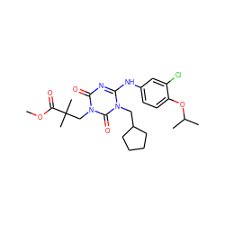 COC(=O)C(C)(C)Cn1c(=O)nc(Nc2ccc(OC(C)C)c(Cl)c2)n(CC2CCCC2)c1=O ZINC000200511454