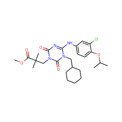 COC(=O)C(C)(C)Cn1c(=O)nc(Nc2ccc(OC(C)C)c(Cl)c2)n(CC2CCCCC2)c1=O ZINC000200525457