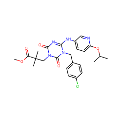 COC(=O)C(C)(C)Cn1c(=O)nc(Nc2ccc(OC(C)C)nc2)n(Cc2ccc(Cl)cc2)c1=O ZINC000200507128