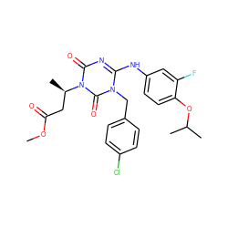 COC(=O)C[C@@H](C)n1c(=O)nc(Nc2ccc(OC(C)C)c(F)c2)n(Cc2ccc(Cl)cc2)c1=O ZINC000145577264