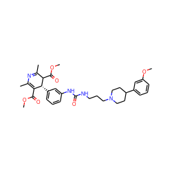COC(=O)C1=C(C)N=C(C)C(C(=O)OC)[C@@H]1c1cccc(NC(=O)NCCCN2CCC(c3cccc(OC)c3)CC2)c1 ZINC000098068152