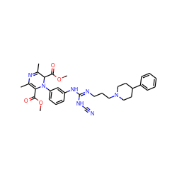 COC(=O)C1=C(C)N=C(C)C(C(=O)OC)N1c1cccc(N/C(=N/CCCN2CCC(c3ccccc3)CC2)NC#N)c1 ZINC000100040224