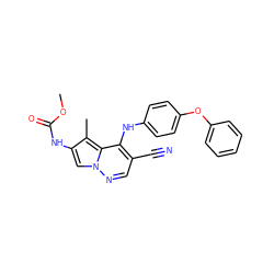 COC(=O)Nc1cn2ncc(C#N)c(Nc3ccc(Oc4ccccc4)cc3)c2c1C ZINC000028568047