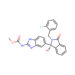 COC(=O)Nc1nc2cc([C@]3(O)c4ccccc4C(=O)N3Cc3ccccc3F)ccc2[nH]1 ZINC000038269373