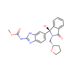COC(=O)Nc1nc2ccc([C@]3(O)c4ccccc4C(=O)N3C[C@@H]3CCCO3)cc2[nH]1 ZINC000201165900