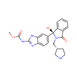 COC(=O)Nc1nc2ccc([C@]3(O)c4ccccc4C(=O)N3C[C@@H]3CCNC3)cc2[nH]1 ZINC000231591669