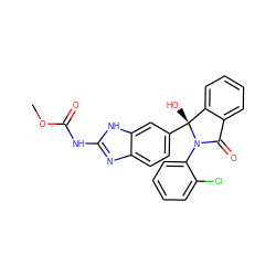 COC(=O)Nc1nc2ccc([C@]3(O)c4ccccc4C(=O)N3c3ccccc3Cl)cc2[nH]1 ZINC000136868159