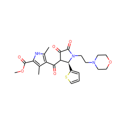 COC(=O)c1[nH]c(C)c(C(=O)C2C(=O)C(=O)N(CCN3CCOCC3)[C@H]2c2cccs2)c1C ZINC000004039269