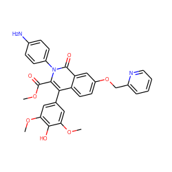 COC(=O)c1c(-c2cc(OC)c(O)c(OC)c2)c2ccc(OCc3ccccn3)cc2c(=O)n1-c1ccc(N)cc1 ZINC000026288000
