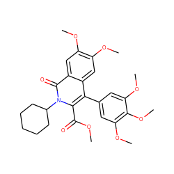 COC(=O)c1c(-c2cc(OC)c(OC)c(OC)c2)c2cc(OC)c(OC)cc2c(=O)n1C1CCCCC1 ZINC000013863104