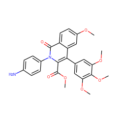 COC(=O)c1c(-c2cc(OC)c(OC)c(OC)c2)c2cc(OC)ccc2c(=O)n1-c1ccc(N)cc1 ZINC000013863112