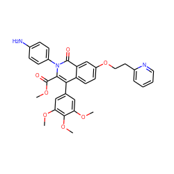 COC(=O)c1c(-c2cc(OC)c(OC)c(OC)c2)c2ccc(OCCc3ccccn3)cc2c(=O)n1-c1ccc(N)cc1 ZINC000026375482