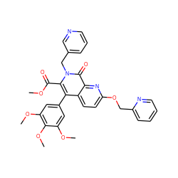 COC(=O)c1c(-c2cc(OC)c(OC)c(OC)c2)c2ccc(OCc3ccccn3)nc2c(=O)n1Cc1cccnc1 ZINC000026388443