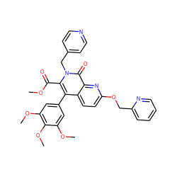 COC(=O)c1c(-c2cc(OC)c(OC)c(OC)c2)c2ccc(OCc3ccccn3)nc2c(=O)n1Cc1ccncc1 ZINC000026396917