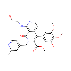 COC(=O)c1c(-c2cc(OC)c(OC)c(OC)c2)c2ccnc(NCCO)c2c(=O)n1Cc1ccnc(C)c1 ZINC000026394637