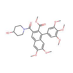 COC(=O)c1c(C(=O)N2CCC(O)CC2)cc2cc(OC)c(OC)cc2c1-c1cc(OC)c(OC)c(OC)c1 ZINC000028757183